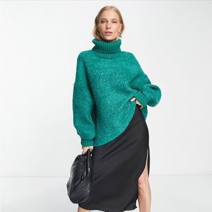 Free People Milo oversized high neck sweater in teal